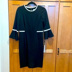 Calvin Klein Black dress with ivory trim detail